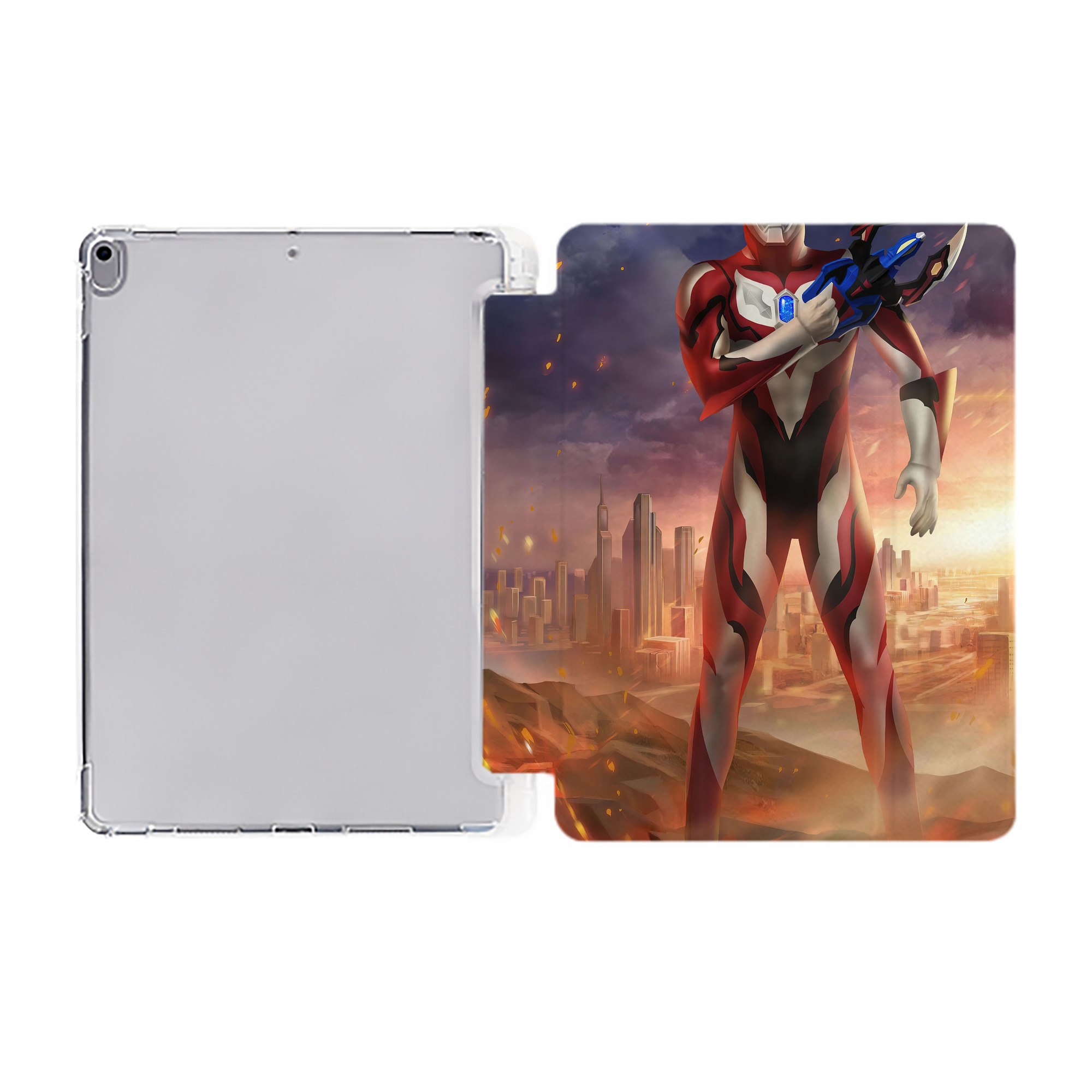 （画像用） ウルトラマン Ultraman IPad ケース ペン収納付き 三つ折りスタンド PUレザー×シリコン 対応機種9.5/10.5/10.9インチ